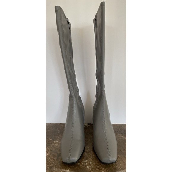 NIB Aerosoles Womens Gray Micah Knee High Boots Zip Retro 70s Go Go Vegan 9.5 M - Picture 4 of 11